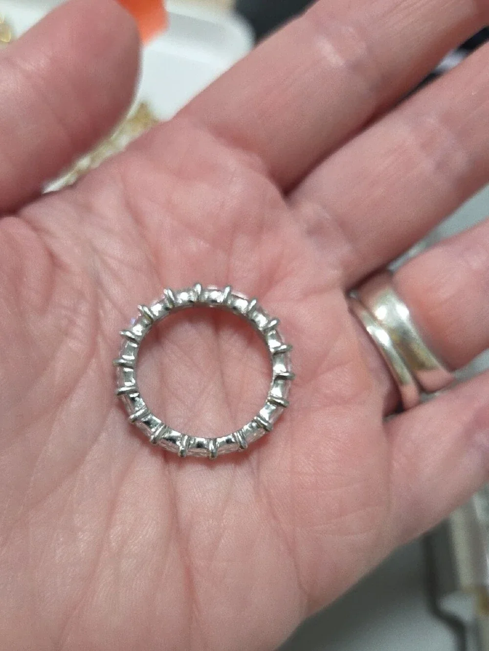 Diamonique Silver-Tone Princess-Cut Eternity Ring